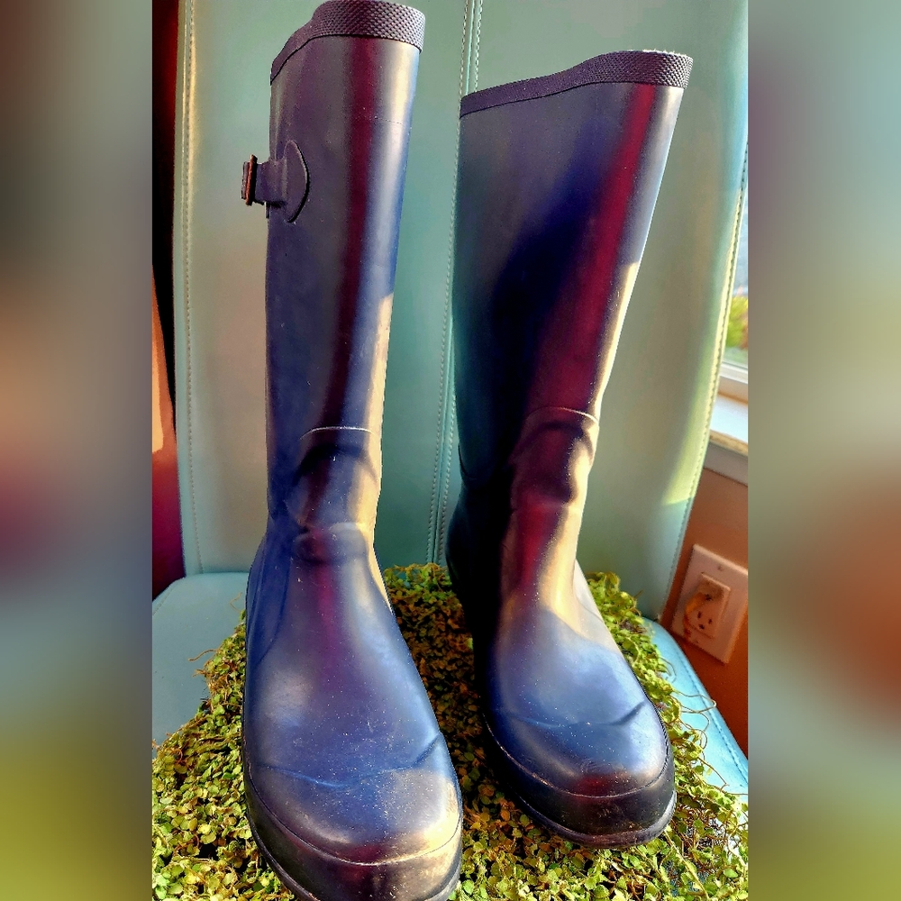 WELLIES LL BEAN Kate Mos Festival Rubber Waterproof Bĺue Mud Rain Party Boots 10